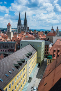Overlook over the Unesco world heritage sight Regensburg from the tower of the Church of the Holy Trinity, Bavaria, Germany Overlook over the Unesco world heritage sight Regensburg from the tower of the Church of the Holy Trinity, Bavaria, Germany
